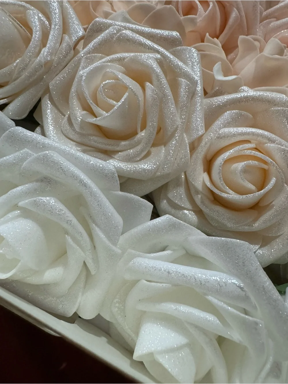 Ling’s Moment Artificial Foam Roses Blush Ivory Wedding Flowers Craft Decor Set